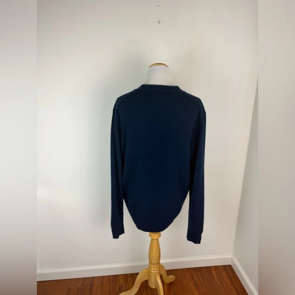 J. Crew 100% Cashmere Cardigan Sweater Navy Blue Size L - Picture 5 of 8